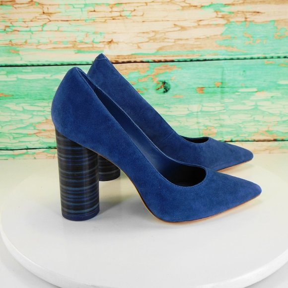 Pour La Victorie Blue Suede Heels - Picture 6 of 8